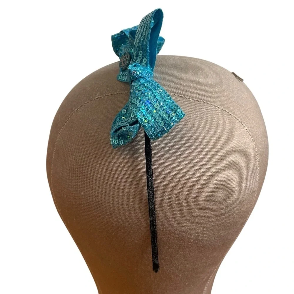 4/$25 JoJo Siwa Blue Sparkle Sequin Double Bow Headband